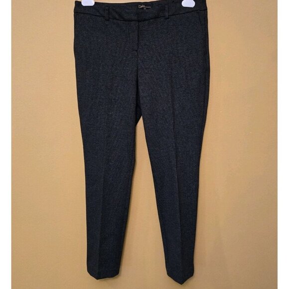 Dalia Black Gray Flat Front Pin Striped 10 Zipper Front Pockets Womans Pants - Picture 1 of 9
